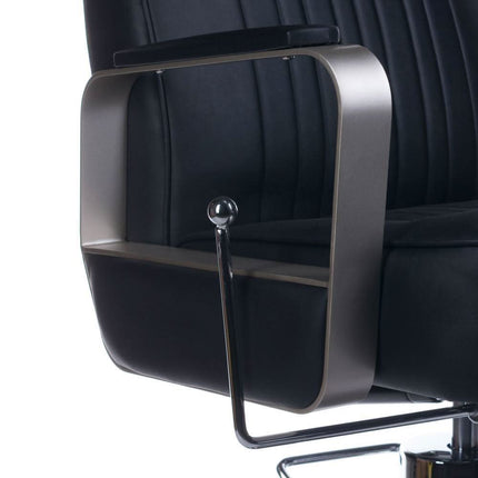 Detalus BS HOMER BH-31237 barberio kėdės sėdynės vaizdas – aukštos kokybės juodas apmušalas kirpyklai