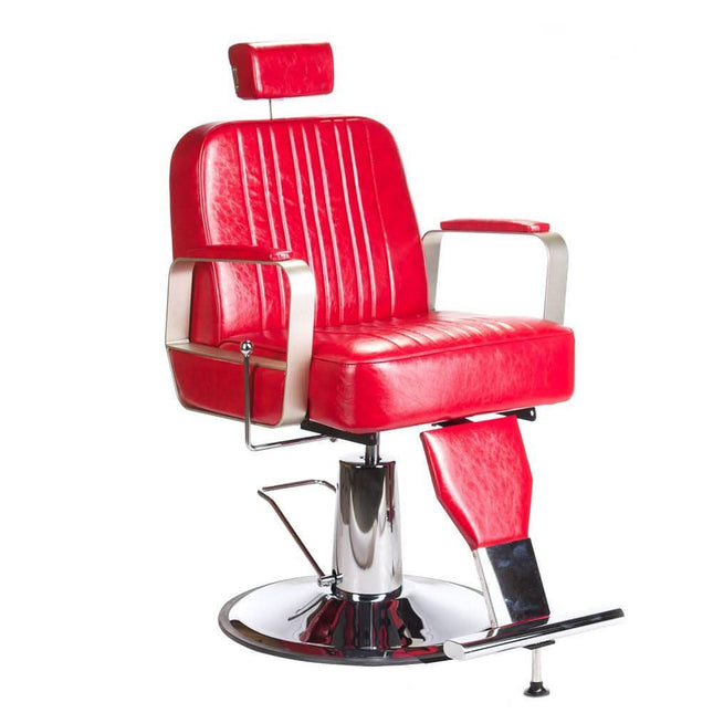 Barberio kėdė HOMER BH-31237 raudona – profesionali kirpyklos kėdė klientų aptarnavimui, BS