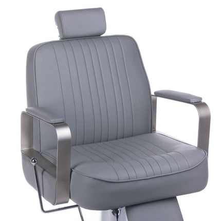 BS HOMER BH-31237 barberio kėdė modernioje kirpykloje – ergonomiška šviesiai pilka sėdynė