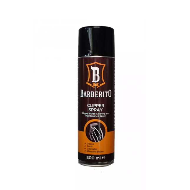 Barberito Clipper Spray purškiklis kirpimo mašinėlėms valyti 500 ml – profesionalus priežiūros produktas barberių salonams