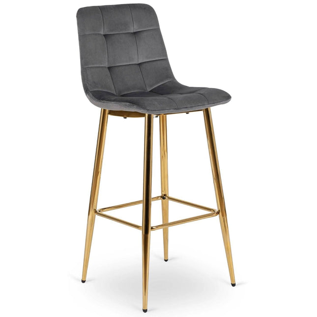 Mebel Elite baro kėdė ARIEL pilkos spalvos aksomas – elegantiška sėdimoji vieta salonui