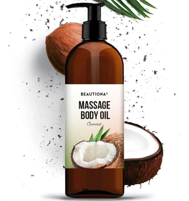 BEAUTIONA kūno masažo aliejus Coconut 500 ml – profesionalus kokosų aliejus kūno masažo procedūroms salone