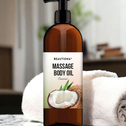 Beautiona Coconut masažo aliejus 500 ml – drėkinantis, lengvai įsigerianti tekstūra, idealus spa ir masažo kabinetams