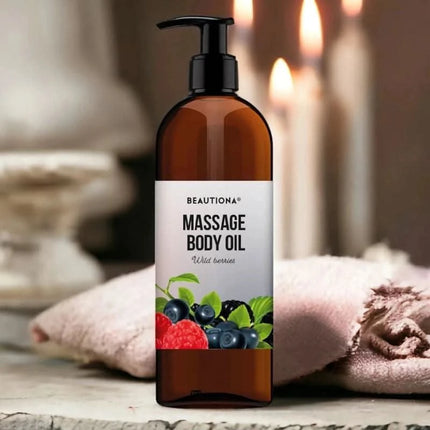 Beautiona Wild Berries 500 ml masažo aliejus su uogų ekstraktais – drėkinantis ir maitinantis odą