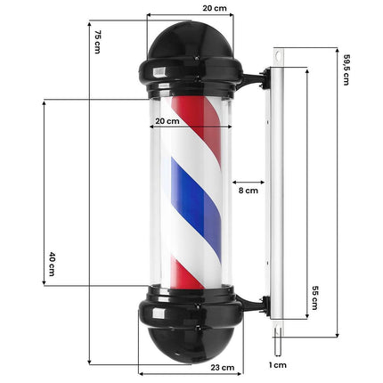 BeautyKit BB-02 barbershopo identiteto šviestuvas juodas – nuolatinė reklama kirpyklos fasadui
