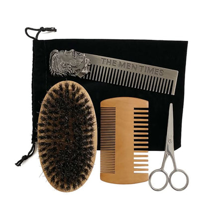 BeautyKit Barzdos ir ūsų priežiūros rinkinys 4X – profesionali kirpyklos priemonių komplektacija vyriškų plaukų formavimui