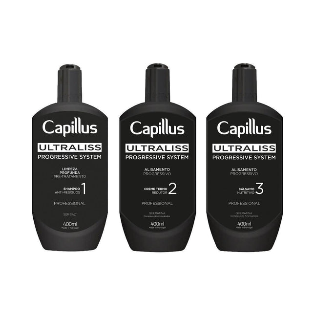 BeautyKit Capillus Ultraliss Nanoplastic rinkinys nusilpusių plaukų atstatymui 3x400ml – profesionali kosmetika salonams