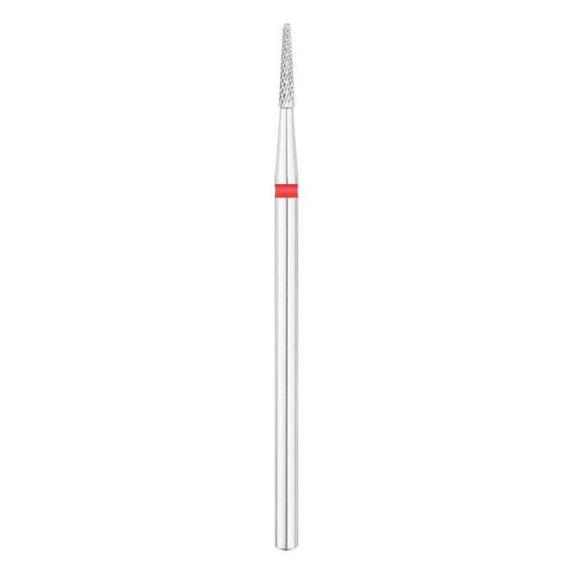 EXO PRO CARBON frezos antgalis kūgio formos (CONE) 1,6 mm raudonas – volframo karbido manikiūro įrankis profesionalams