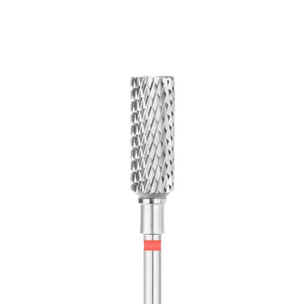 EXO PRO Carbon 5 mm cilindro antgalis – profesionalus karbidinis freza intensyviam salonų naudojimui, raudonas RD