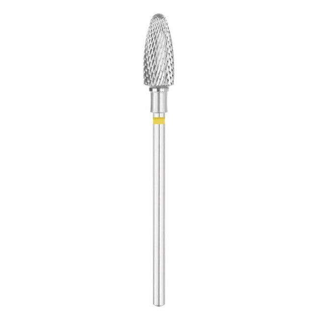 EXO PRO karbidinis frezos antgalis Oval 6,0 mm geltonas (YL) – profesionalus manikiūro įrankis tiksliam darbui