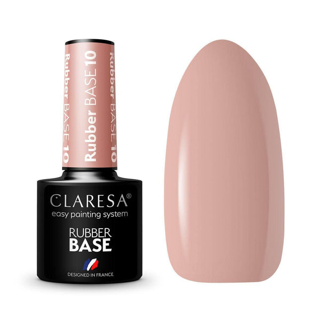 CLARESA Rubber Base 10 kaučiukinė bazė gelinio lako hibridiniam manikiūrui 5g – ilgalaikis rezultatas