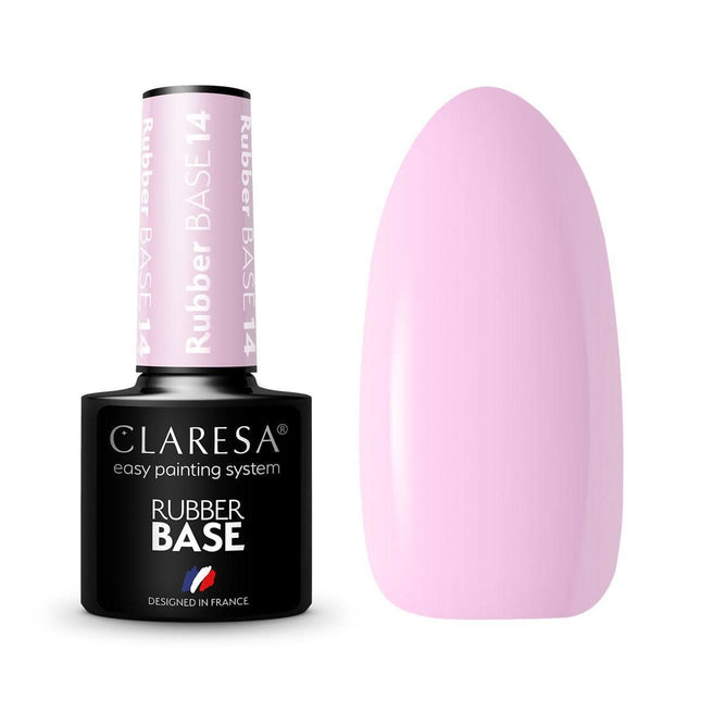 CLARESA gelinio lako kaučiukinė bazė RUBBER BASE 14 5g – profesionali hibridinio manikiūro bazė nagams