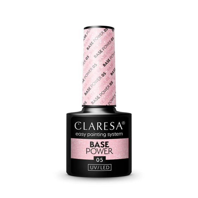 CLARESA gelinio nagų lako bazė BASE POWER 05 5g – hibridinio manikiūro bazė profesionaliam salonų darbui