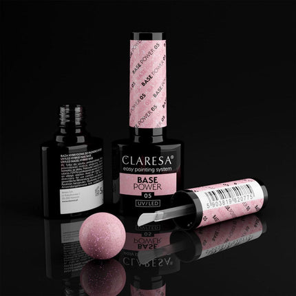 CLARESA BASE POWER 05 – savilyginanti hibridinio lako bazė manikiūrui ir pedikiūrui, 5g