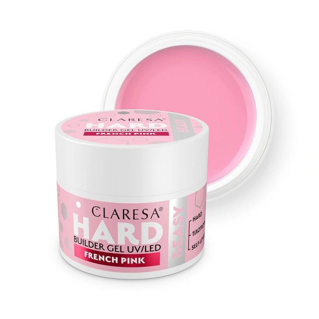 CLARESA HARD&EASY statybinis nagų gelis FRENCH PINK 45g – profesionalus manikiūro gelis nagų architektūrai