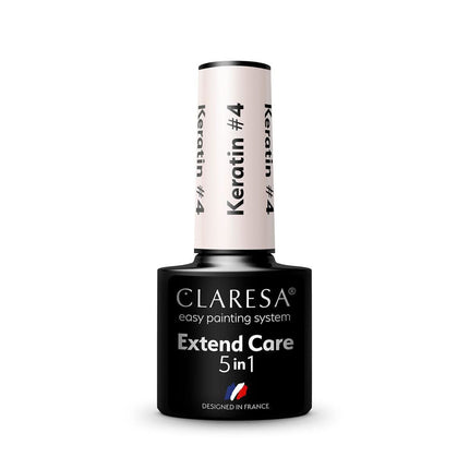 CLARESA hibridinė gelinio lako bazė Extend Care 5 in 1 Keratin 4, 5 g – profesionali manikiūro bazė su keratino proteinais