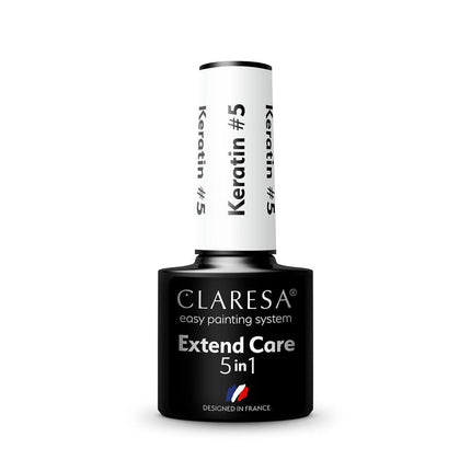 CLARESA Extend Care 5 in 1 Keratin hibridinė gelinio lako bazė 5g – stiprinanti manikiūro bazė su keratino proteinais