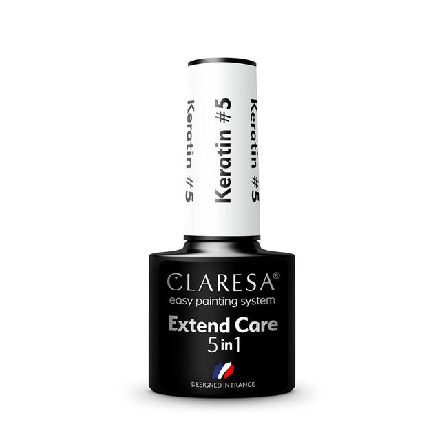 CLARESA Extend Care 5 in 1 Keratin hibridinė gelinio lako bazė 5g – stiprinanti manikiūro bazė su keratino proteinais