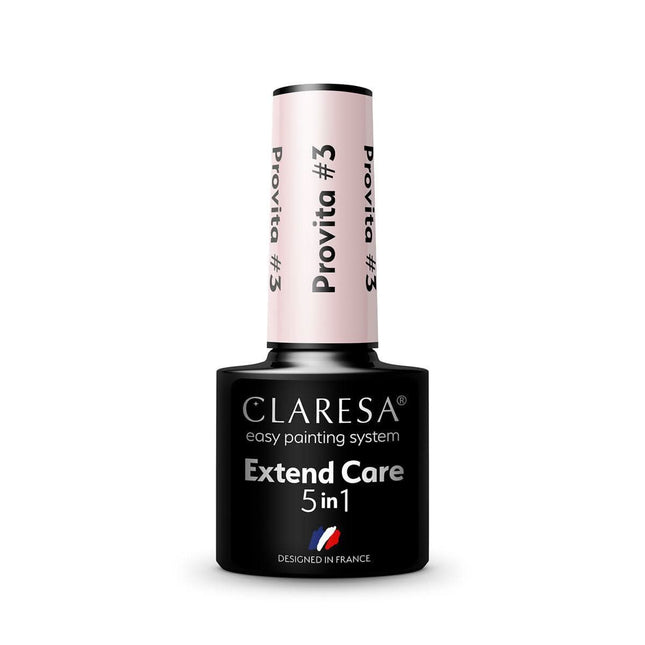 CLARESA hibridinė gelinio lako bazė Extend Care 5 in 1 Provita 3,5 g – stiprinanti nagų bazė su vitaminu E, biotinu ir kalciu