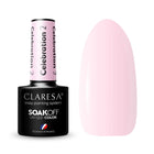 CLARESA hibridinis nagų lakas CELEBRATION 2 5g – pusiau permatomas rožinis lakas French Manicure ir Baby Boomer stilizacijoms