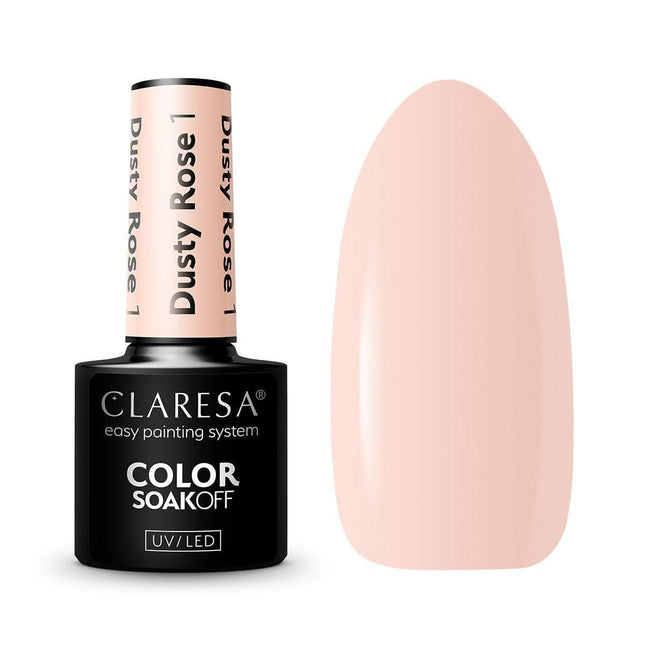 CLARESA hibridinis nagų lakas DUSTY ROSE 1 5g – kreminis rožinis atspalvis, iki 3 savaičių patvarumas