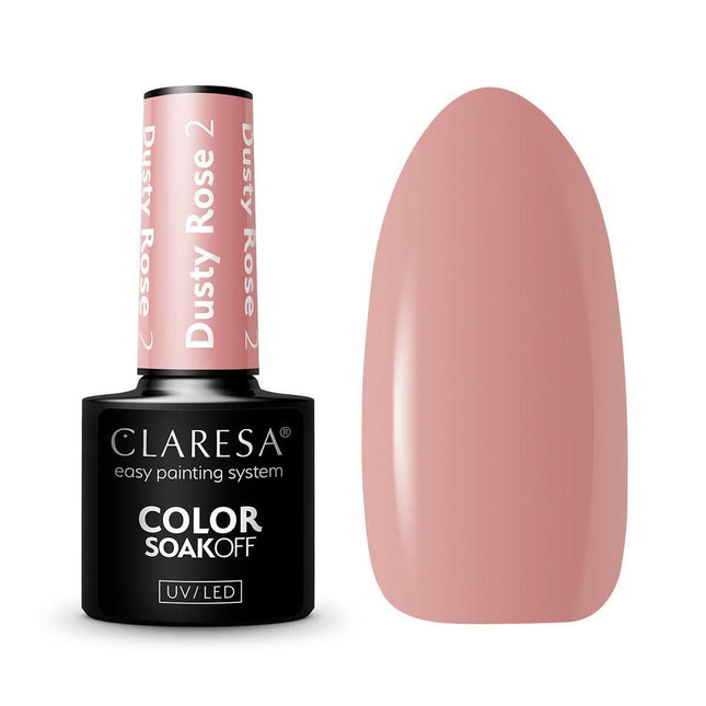 CLARESA hibridinis nagų lakas DUSTY ROSE 2 5g – prislopinto karamelės atspalvio hibridinis lakas manikiūrui ir pedikiūrui