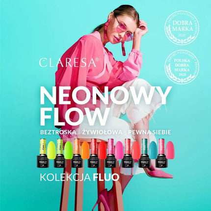 CLARESA hibridinis lakas FLUO 6 – sezoninis fluorescentinis neonas, žaismingas stilizacijos sprendimas, 5g