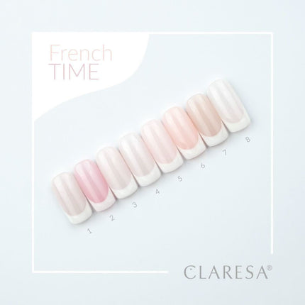 CLARESA hibridinis nagų lakas French Time 1 – subtilus holo efektas permatomo dengimo atspalvis