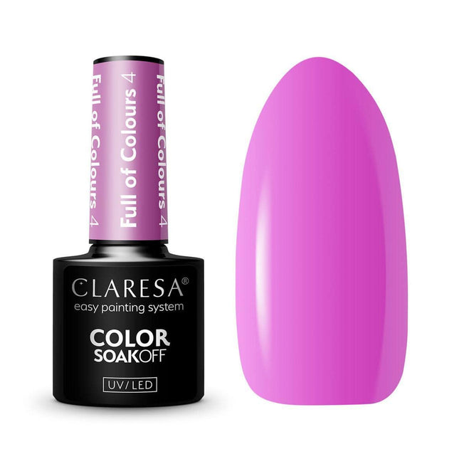 CLARESA hibridinis nagų lakas Full of Colours 4 5g – sodri violetinė spalva profesionaliam manikiūrui