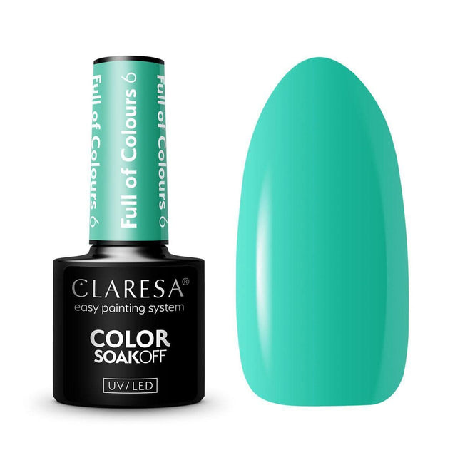 CLARESA Full of Colors hibridinis nagų lakas Nr. 6, 5 g – žalsvai mėlynas turkio atspalvis manikiūrui