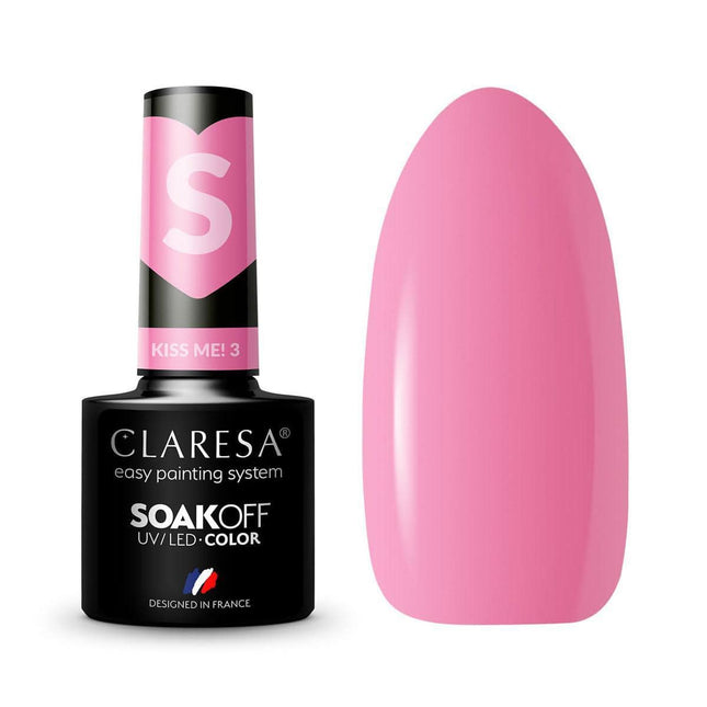 CLARESA hibridinis nagų lakas Kiss Me! 3 g – ilgalaikis manikiūro lakas intensyviu blizgesiu