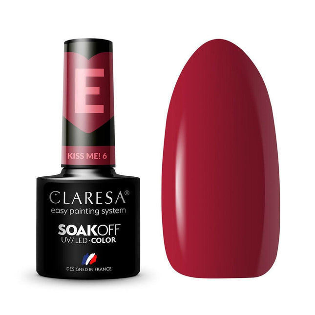 CLARESA hibridinis nagų lakas Kiss Me! 6 5g – ilgalaikis manikiūro lakas intensyviam blizgesiui