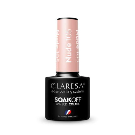 CLARESA hibridinis nagų lakas nude atspalvis – neužliejanti formulė salonui ir namų manikiūrui