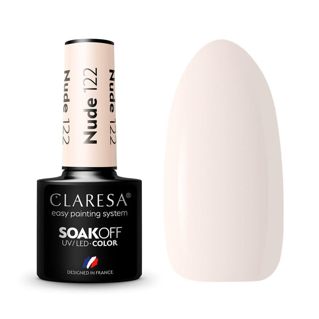 CLARESA hibridinis nagų lakas NUDE 122 5g – subtilus rožinis atspalvis manikiūrui ir pedikiūrui