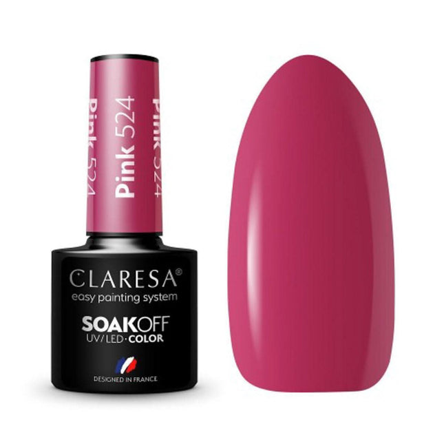 CLARESA hibridinis nagų lakas PINK 524 5g – rožinis manikiūro lakas profesionalams
