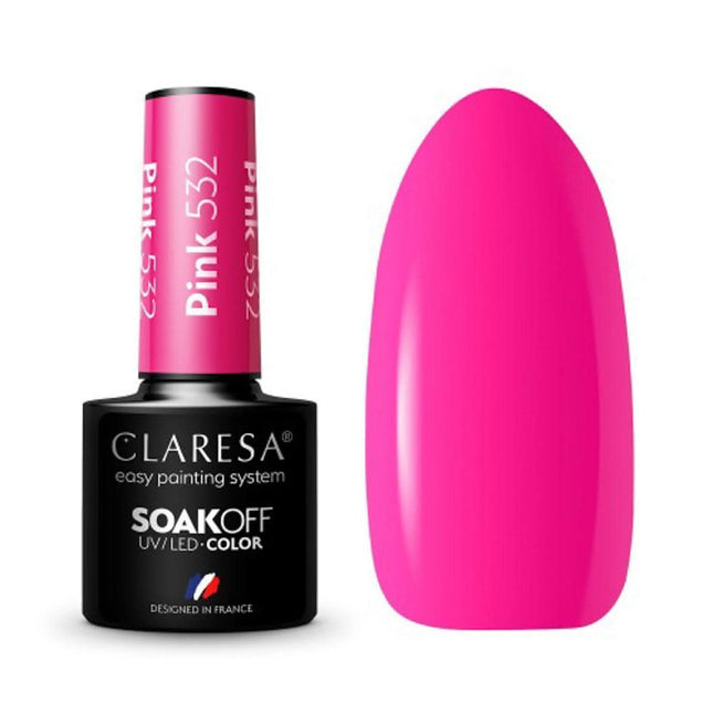CLARESA hibridinis nagų lakas PINK 532 5g – rožinis atspalvis SUNNY GARDEN kolekcijai, ilgalaikis manikiūras