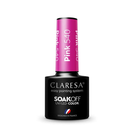 CLARESA hibridinis nagų lakas PINK 540 5g – rubino atspalvio lakas manikiūrui ir pedikiūrui su ilgalaikiu blizgesiu