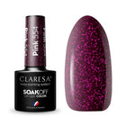 CLARESA hibridinis nagų lakas PINK 554 5g – ciklamenų spalva su rožiniais blizgančiais dribsniais, WARM FEELINGS kolekcija