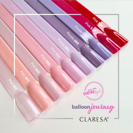 CLARESA PURPLE 601 hibridinis lakas BALLOON JOURNEY kolekcija – ilgalaikis alyvinės spalvos manikiūras