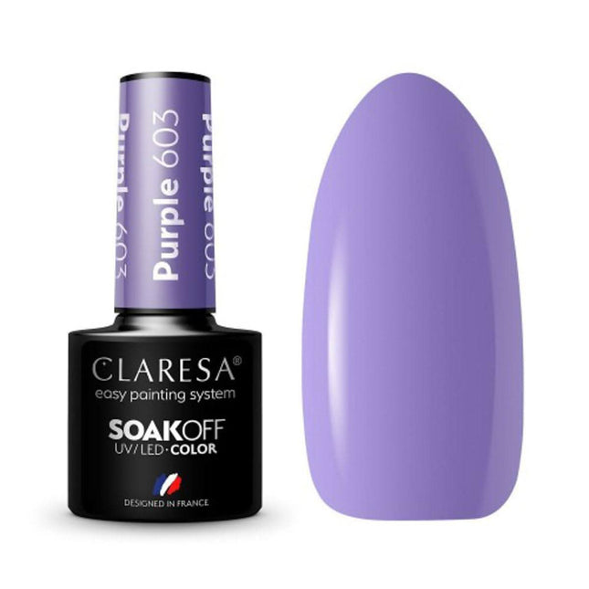 CLARESA hibridinis nagų lakas PURPLE 603 5g – violetinis hibridinis lakas ilgalaikiam manikiūrui