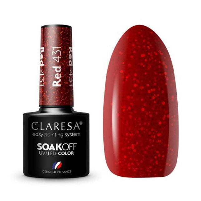 CLARESA hibridinis nagų lakas RED 431 5g – ryškus rudeninis raudonas atspalvis iš WARM FEELINGS kolekcijos manikiūrui