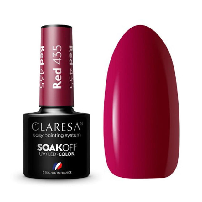 CLARESA hibridinis nagų lakas RED 435 5g – ryškus raudonas atspalvis iš WARM FEELINGS kolekcijos manikiūrui