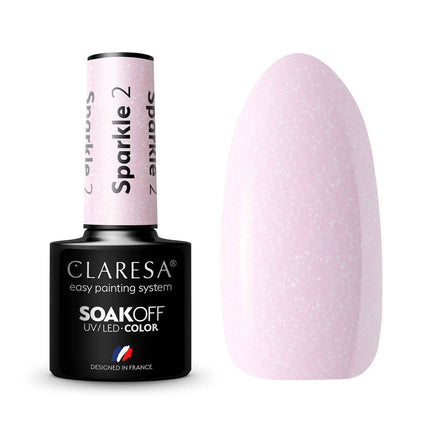 CLARESA hibridinis nagų lakas SPARKLE 2 5g – profesionalus manikiūro lakas salonams, 300 atspalvių kolekcija