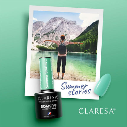 CLARESA SUMMER STORIES 2 – intensyvus žalias hibridinis lakas salonams, greitas aplikavimas