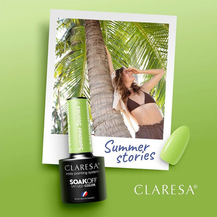 CLARESA SUMMER STORIES 3 hibridinis lakas – žalia spalva pedikiūro salonui, ilgalaikis blizgesys