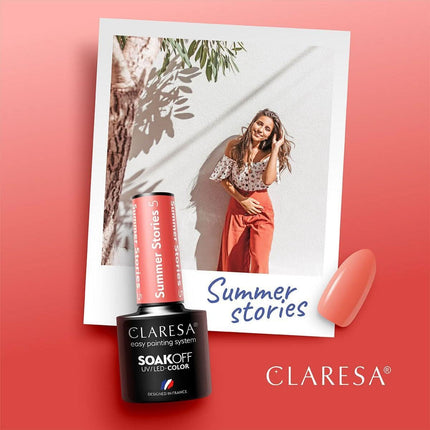 CLARESA SUMMER STORIES 5 hibridinis lakas – ryškus vasariškas tonas įdegusiai odai, manikiūras