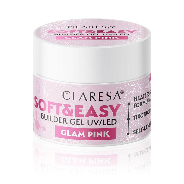 CLARESA Soft&Easy Glam Pink 45g nagų builder gelis manikiūrui ir pedikiūrui profesionalams