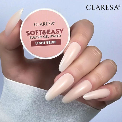 CLARESA Soft&Easy statybinis gelis pedikiūrui ir manikiūrui – 12 g tūris, neutrali beige spalva