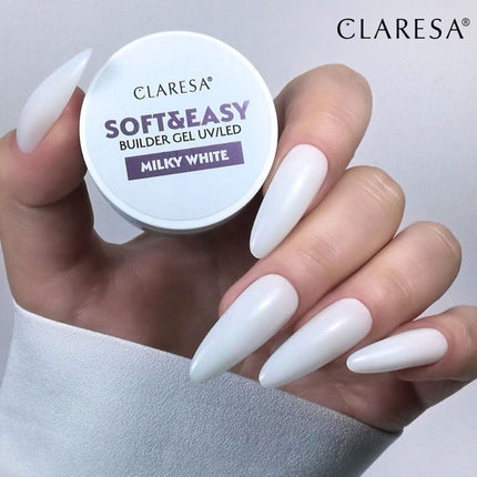 CLARESA Soft&Easy statybinis nagų gelis – pieniškos spalvos gelis greito rezultato procedūroms