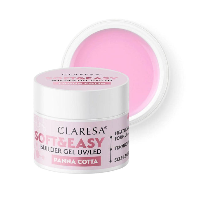 CLARESA Soft&Easy Builder Gel Panna Cotta 12g – manikiūro/pedikiūro nagų stiprinimo gelis